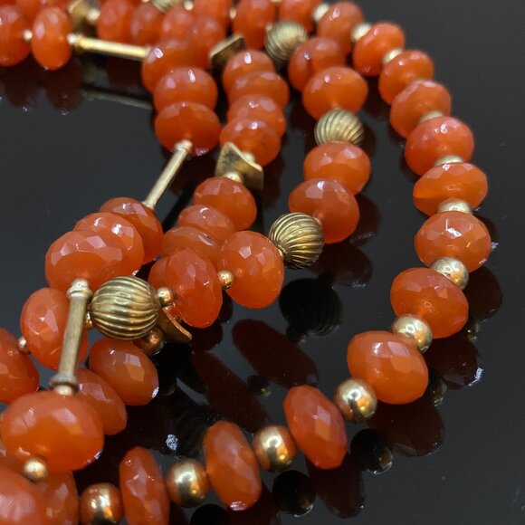 Carnelian Facet Cut Roundel Beads Vermeil John Beeman Design 4 Strand Necklace - Picture 11 of 14